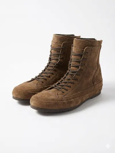 Pre-owned Julius Leather Backzip Lace Up Boots In Brown