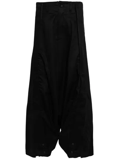Julius Loose Fir Cotton Blend Trousers In Black