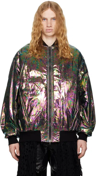 Julius Multicolor Airwing Bomber Jacket In Acid