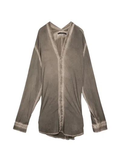 Julius Slit Neck Shirt In Brown