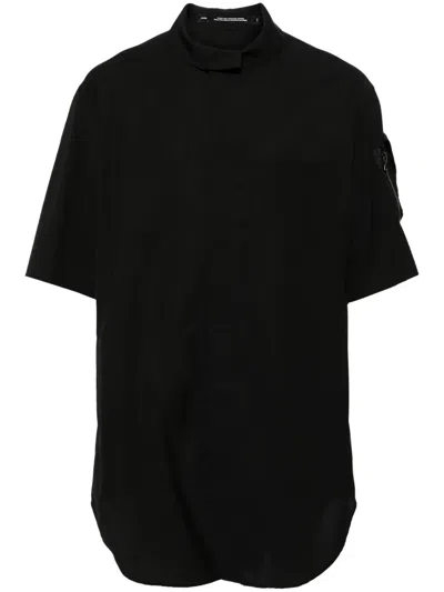 Julius Spread-collar Short-sleeve Shirt In Black
