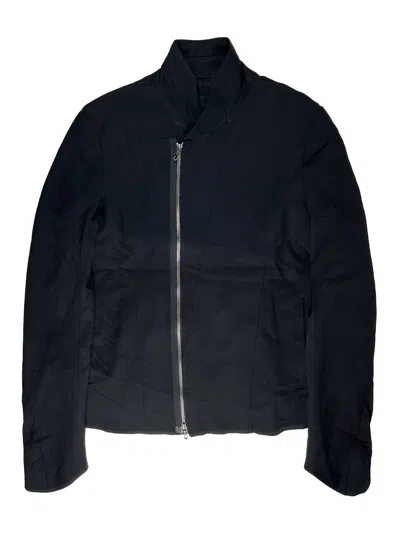 Pre-owned Julius Ss15  Diagonal Paneled Double Zip Rider Jacket In Black