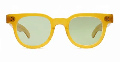 Julius Tart Optical Fdr 46x24 - Vintage Yellow / Green Lens Sunglasses In Brown