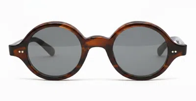 Julius Tart Optical Round-eye - Demi Amber / Light Grey Lens Sunglasses In Metallic