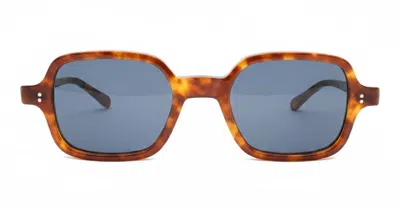 Julius Tart Optical T-square - Light Tortoise / Dark Blue Lens Sunglasses In Metallic