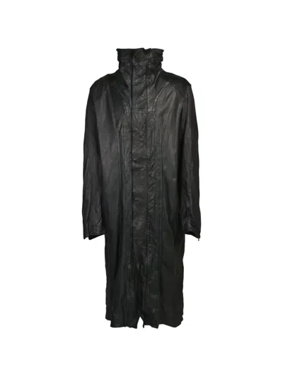 Julius Washed Leather Coat In Black