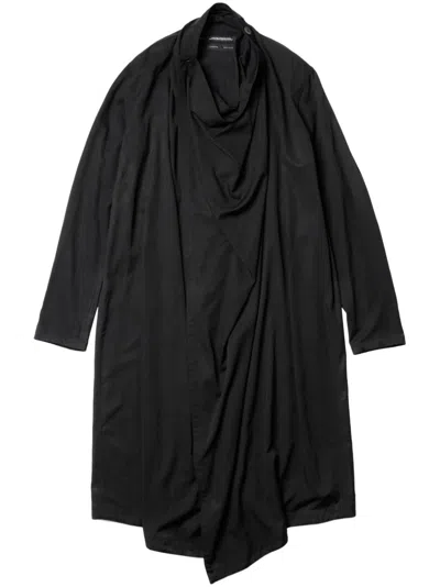 Julius Wrap-neck Long Shirt In Black