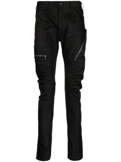 Julius Zip-pocket Satin Skinny Trousers In Black