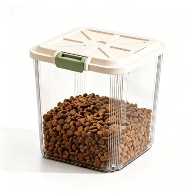 July 10kg Airtight Pet Food Storage Container, Transparent Dry Food Bin With Sealed Lid For Dog Cat Kibbl
