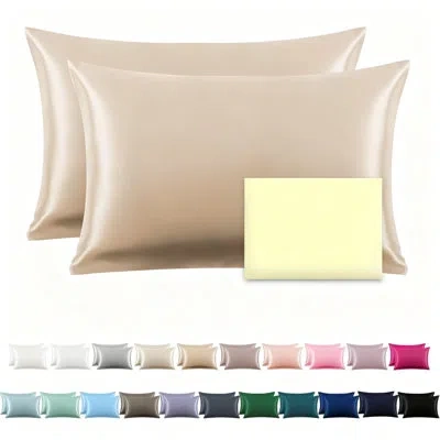 July 2‑pack Satin Pillowcases, Envelope Closure Silky Smooth Satin Pillow Case Set For Hair And Skin, Que In Champagne
