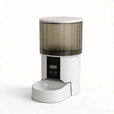 July 4l Automatic Pet Feeder, Timed Quantitative Dry Food Dispenser For Cats Small Dogs In White
