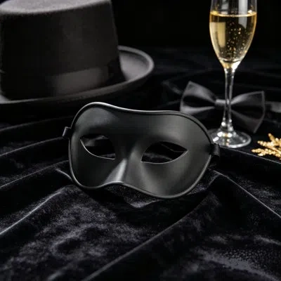 July Black Masquerade Mask, Plastic Venetian Half‑face Mask