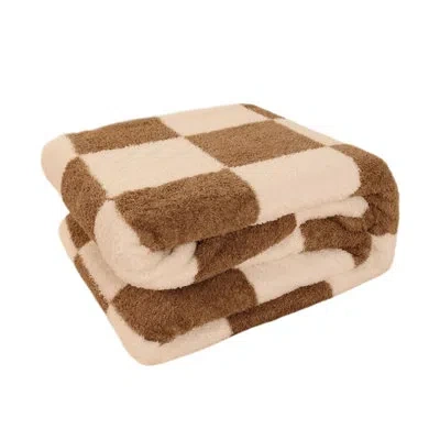 July Brown Checkerboard Lightweight Throw Blanket For Couch&bed.
