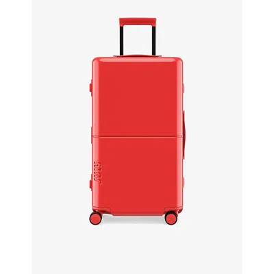 July Red Gloss Checked Trunk Polycarbonate Suitcase 71.7cm