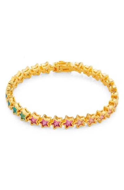 July Child Aura Rainbow Cubic Zirconia Star Bracelet In Gold