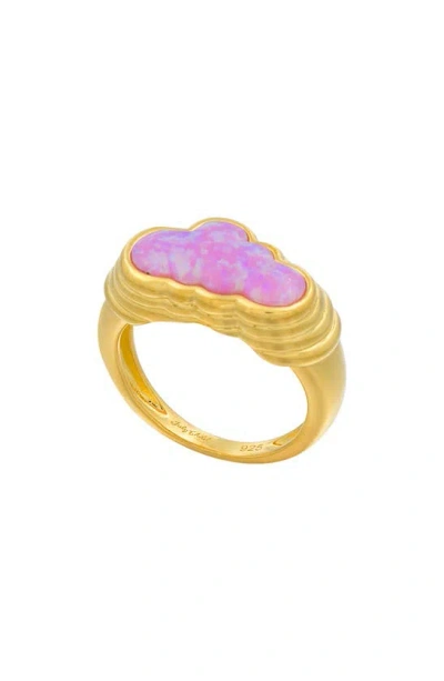 July Child Cotton Candy Cloud Signet Ring In Gold/ Pink