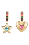 JULY CHILD DISCO DISCO MISMATCHED DROP HUGGIE HOOP EARRINGS