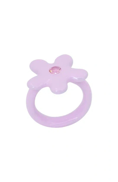 July Child Groovy Gal Flower Ring In Pink/ Pink Cubic Zirconia