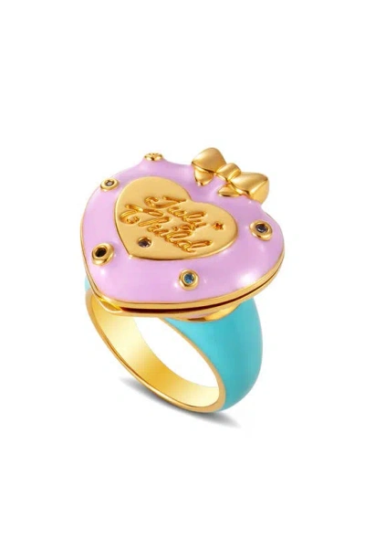 July Child Once Upon A Time Locket Ring In Gold/ Pink/ Green/ Blue Enamel