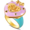 July Child Once Upon A Time Locket Ring In Gold/pink/green