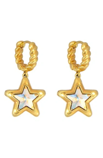 July Child Starburst Locket Drop Huggie Hoop Earrings In Gold