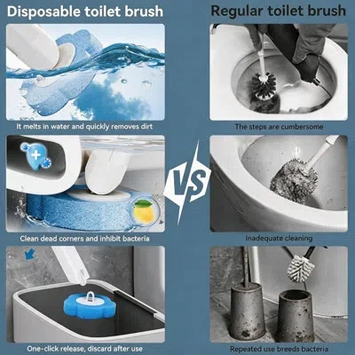 July Disposable Toilet Brush Set With 24 Replacement Brush Heads, Bathroom Toilet Cleaning System With St