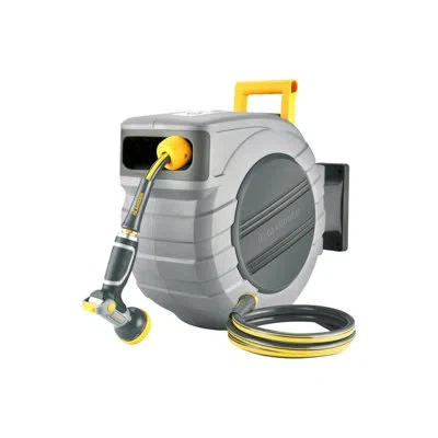 July Retractable Garden Hose Reel, 2025 Upgraded Dual Ratchet Lock Uv & Freeze Protection Brass Seal Slow In Gray