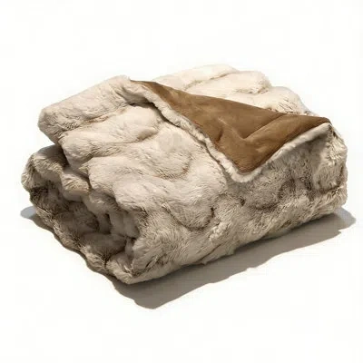 July Soft Faux Rabbit Fleece Throw Blanket For Couch, Faux Fur Blanket For Bed, Reversible Cozy Plush Bla In Snow White