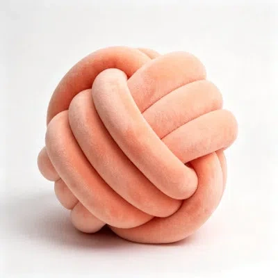 July Soft Knot Ball Throw Pillow, 11 Inch Hand‑woven Round Knotted Decorative Cushion, Peach Plush Stress