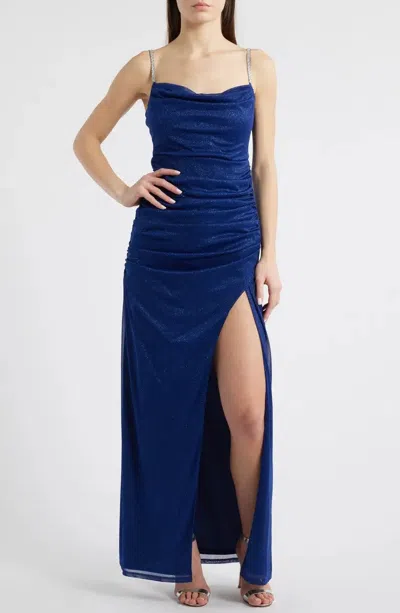 JUMP APPAREL 13074 FITTED LONG FORMAL METALLIC PROM DRESS