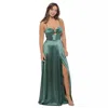 Jump Apparel 13136 A Line Long Formal Slit Prom Dress In Green
