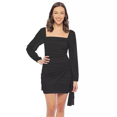 Jump Apparel 13192 Long Sleeve Glitter Cocktail Short Dress In Black