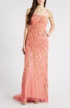 Jump Apparel Embellished Gown In Orange