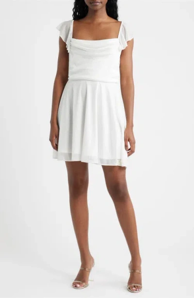 Jump Apparel Glitter Matte Jersey Dress In White