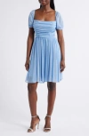 Jump Apparel Glitter Puff Sleeve Cocktail Minidress In Blue