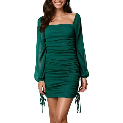 Jump Apparel Juniors Womens Ruched Mesh Bodycon Dress