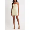 Jump Apparel Metallic Ruched Cocktail Minidress In Yellow