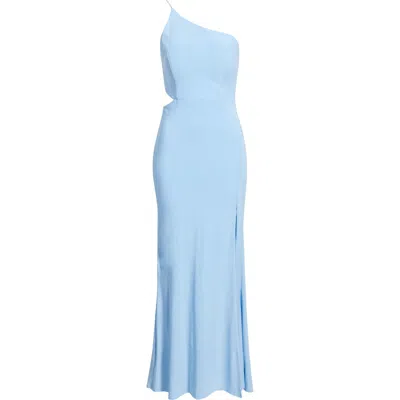 Jump Apparel One-shoulder Side Cutout Gown In Blue