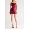 Jump Apparel Satin Cowl Neck Slip Dress In Burgundy