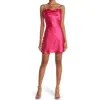 Jump Apparel Satin Cowl Neck Slip Dress In Pink