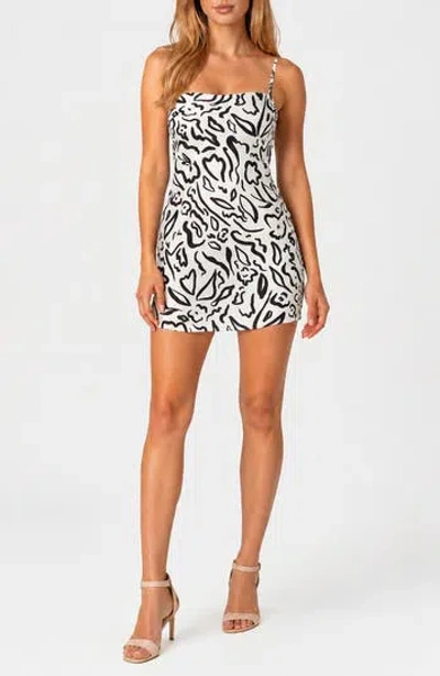 Jump Apparel Satin Minidress In Black/ White