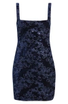 Jump Apparel Sequin Sleeveless Velvet Dress In Blue