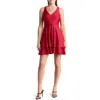 Jump Apparel V-neck Skater Dress In Red