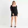 Jump Apparel Womens Juniors Plus Long Sleeve Glitter Bodycon Dress In Black