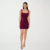 Jump Apparel Womens Juniors Sleeveless Sequin Velvet Bodycon Dress In Burgundy