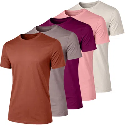 Jump Start 5-pack Men's Short Sleeve Fashion Stretch Rayon Tees (m-3xl) In Multi