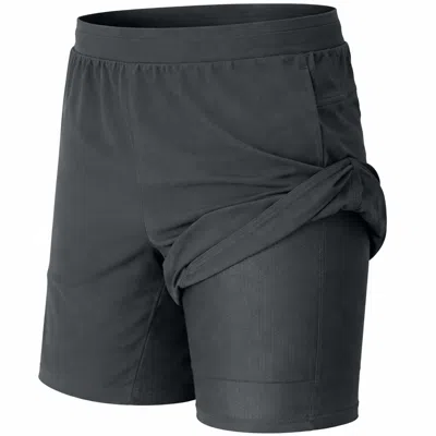 Jump Start Men's 2 In 1 Stretch Active Quick Dry Gym Running Shorts With Liner In Black