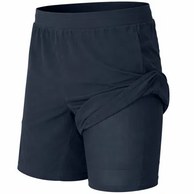 Jump Start Men's 2 In 1 Stretch Active Quick Dry Gym Running Shorts With Liner In Blue