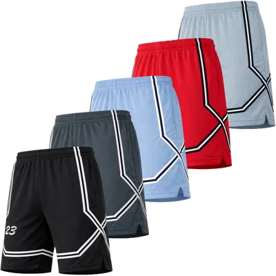 Jump Start Men's Moisture Wicking Performance Mesh Shorts With Pockets -5 Pack In Multi