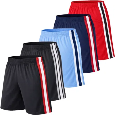 Jump Start Men's Moisture Wicking Performance Mesh Shorts With Pockets -5 Pack In Multi